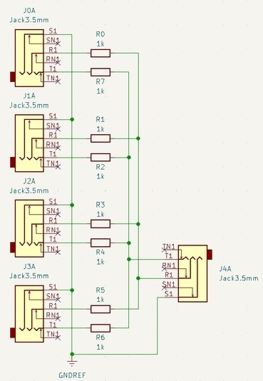 Pasivní audio mixer schéma